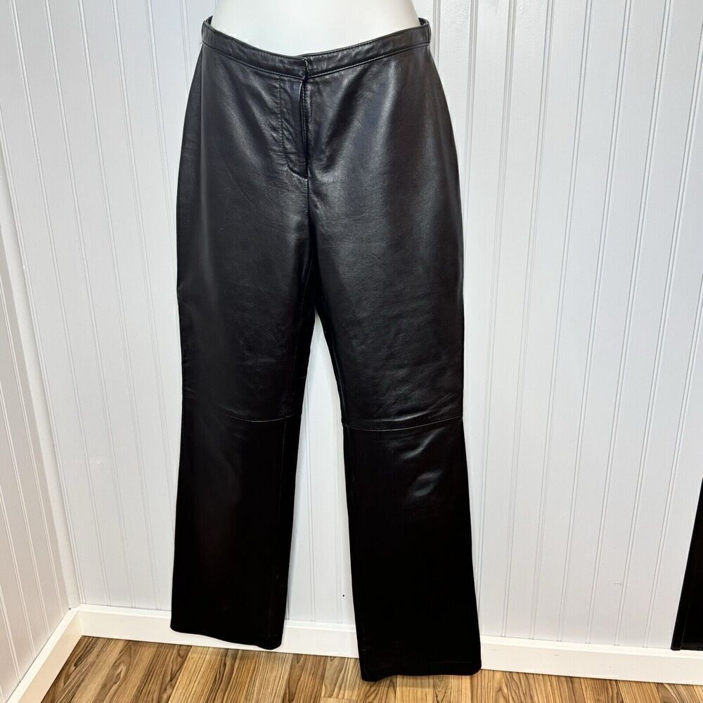 Croft Barrow Womens Sz 10 Lambskin Soft Leather Pants Straight Lined Mid Rise